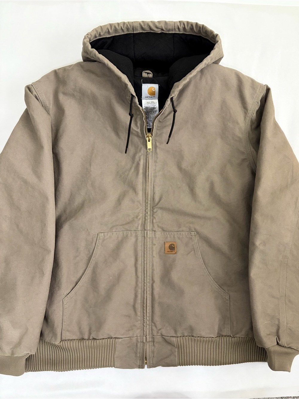 Carhartt J130 Sandstone Active Jacket Hooded Canvas Workwear Size 2XL